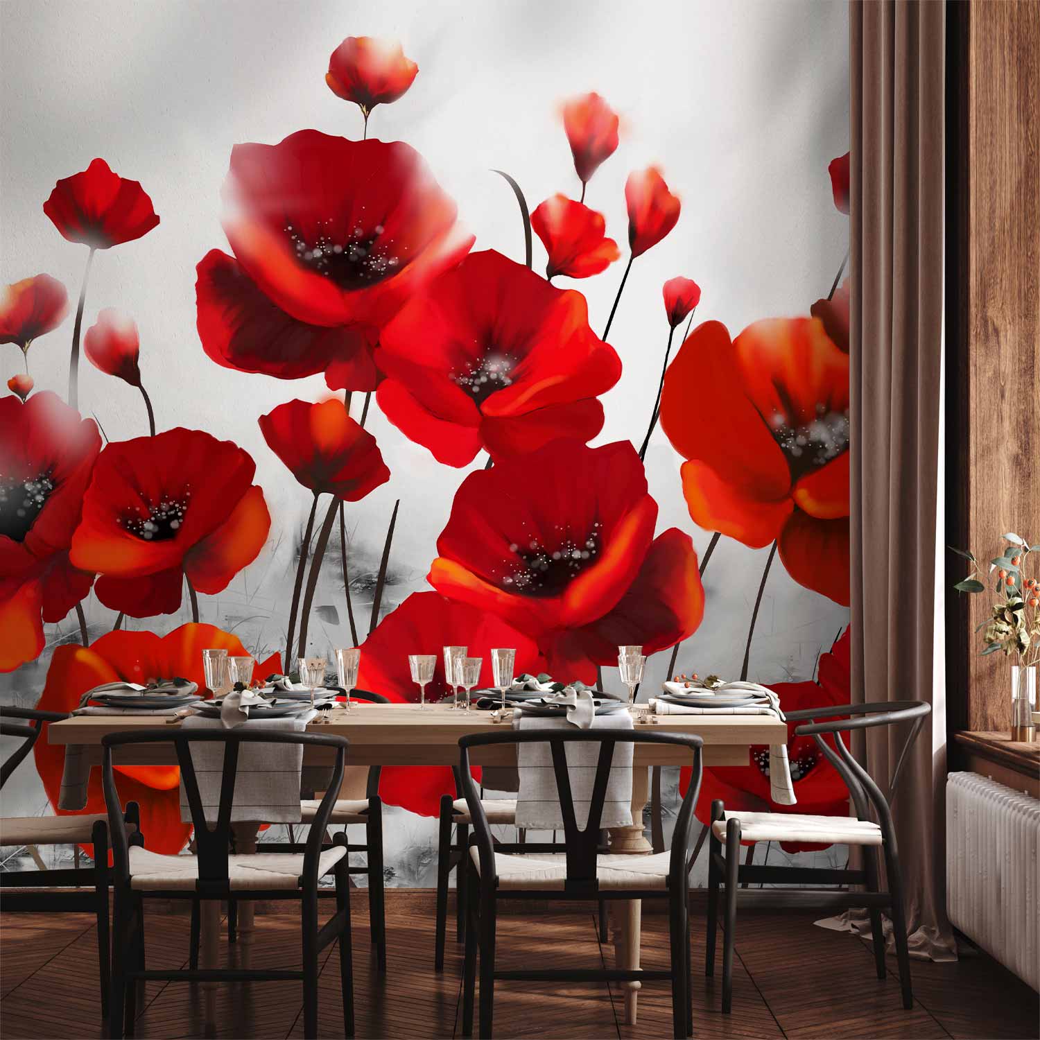 Fototapete - Poppies in the Moonlight
