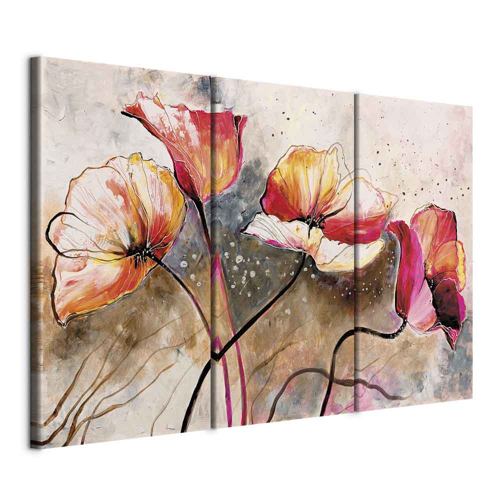 Leinwandbild - Poppies lashed by the wind