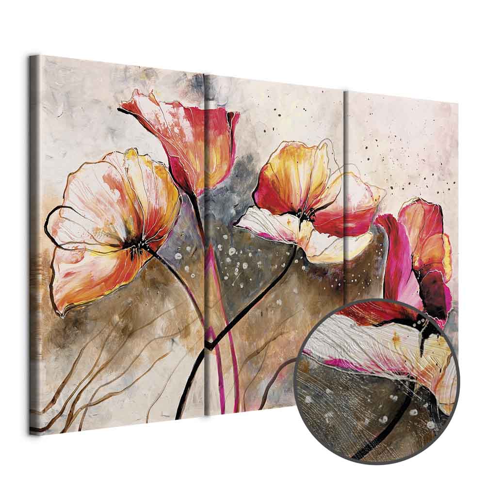 Leinwandbild - Poppies lashed by the wind