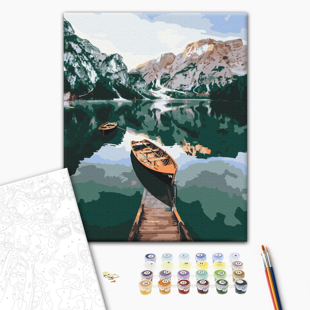Malen nach Zahlen - Boats in the Dolomites