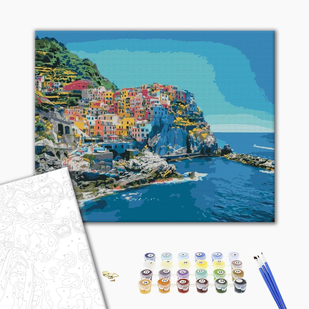 Malen nach Zahlen - A colourful Italian town