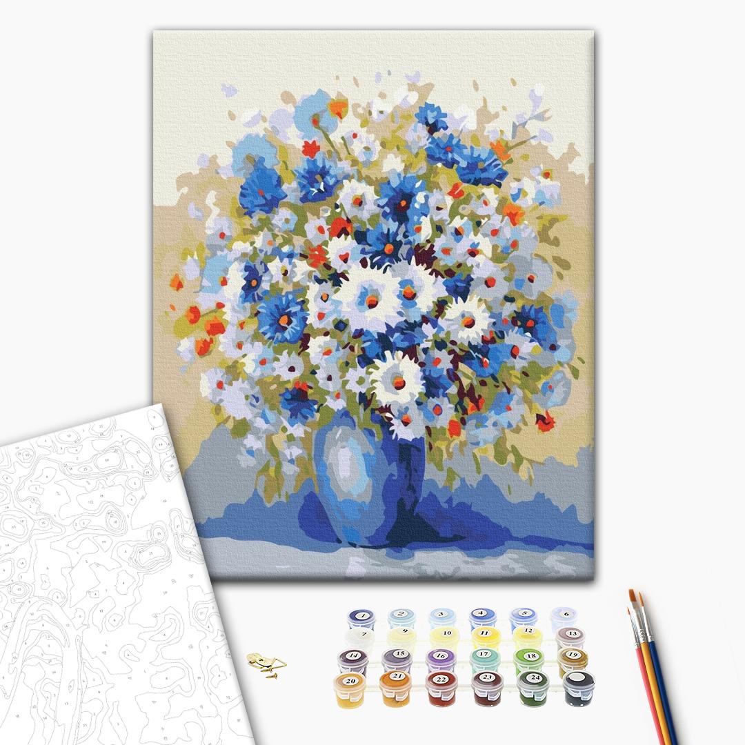 Malen nach Zahlen - A vase with a bouquet of wildflowers