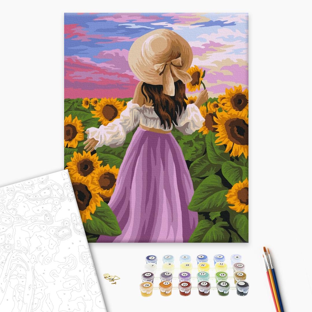 Malen nach Zahlen - Girl among sunflowers