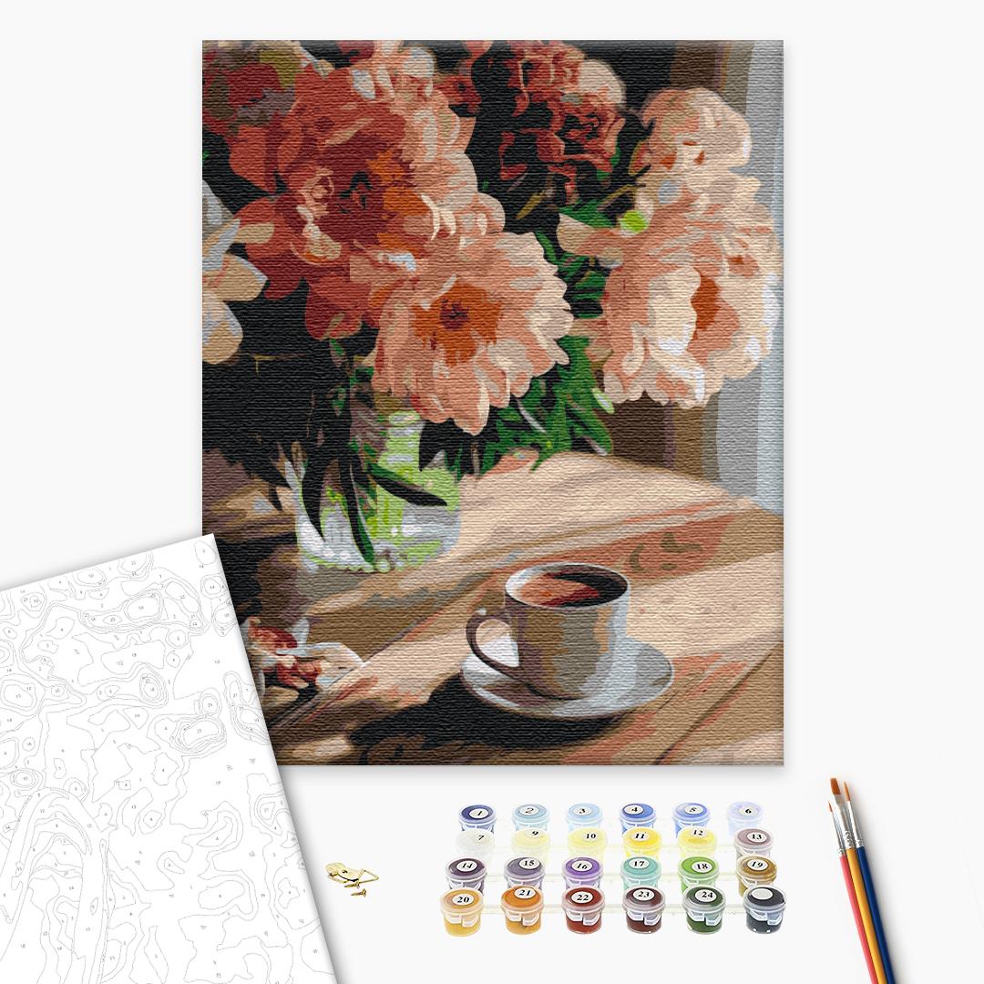 Malen nach Zahlen - Coffee with the aroma of peonies