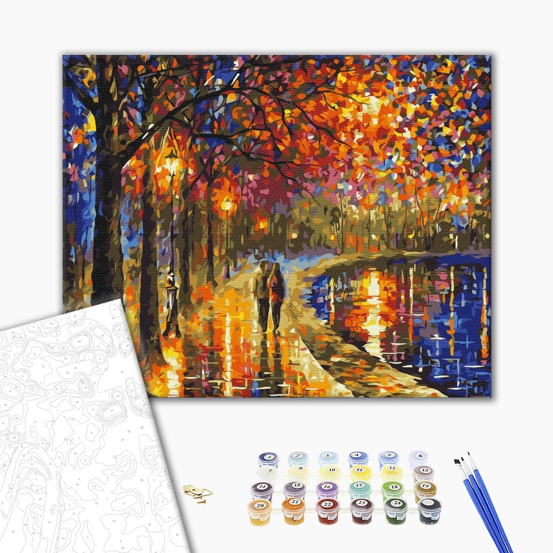 Malen nach Zahlen - An autumn walk in the light of street lamps