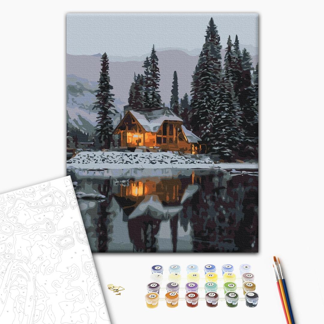 Malen nach Zahlen - Snow-covered cottage in the mountains