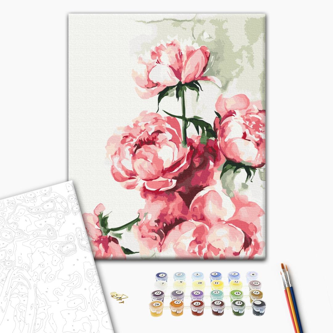Malen nach Zahlen - Watercolour with peonies