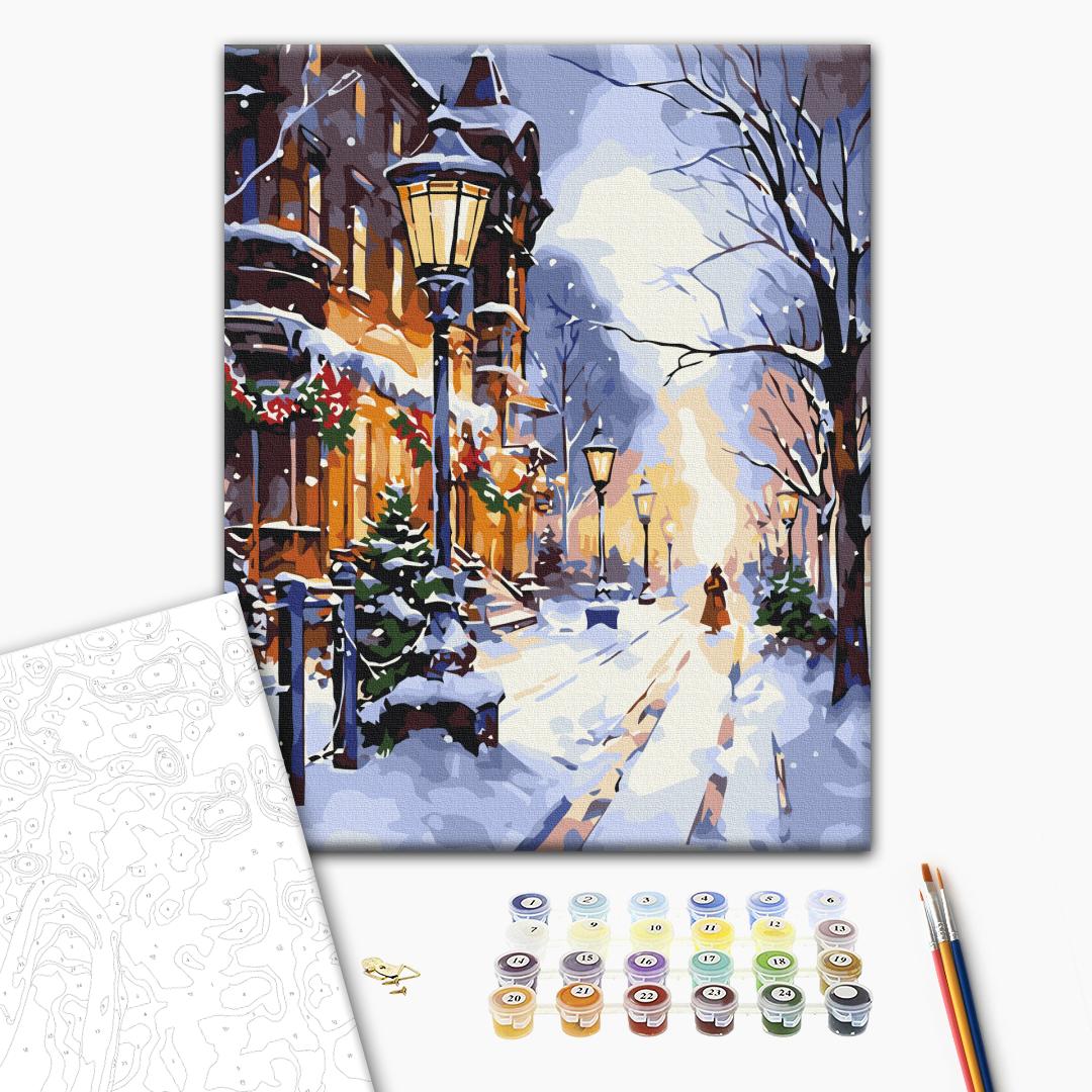 Malen nach Zahlen - The glow of lanterns in winter