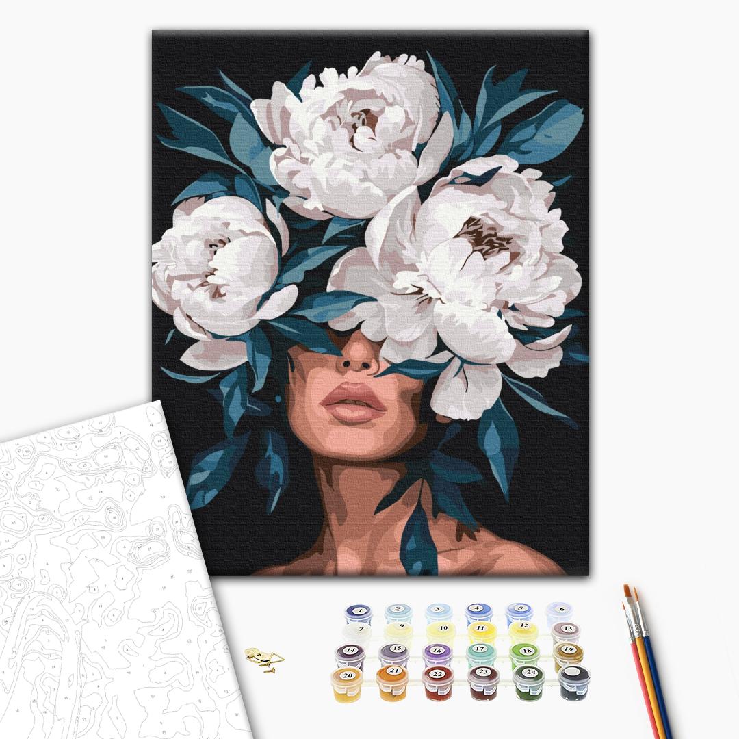 Malen nach Zahlen - Secret of white peonies
