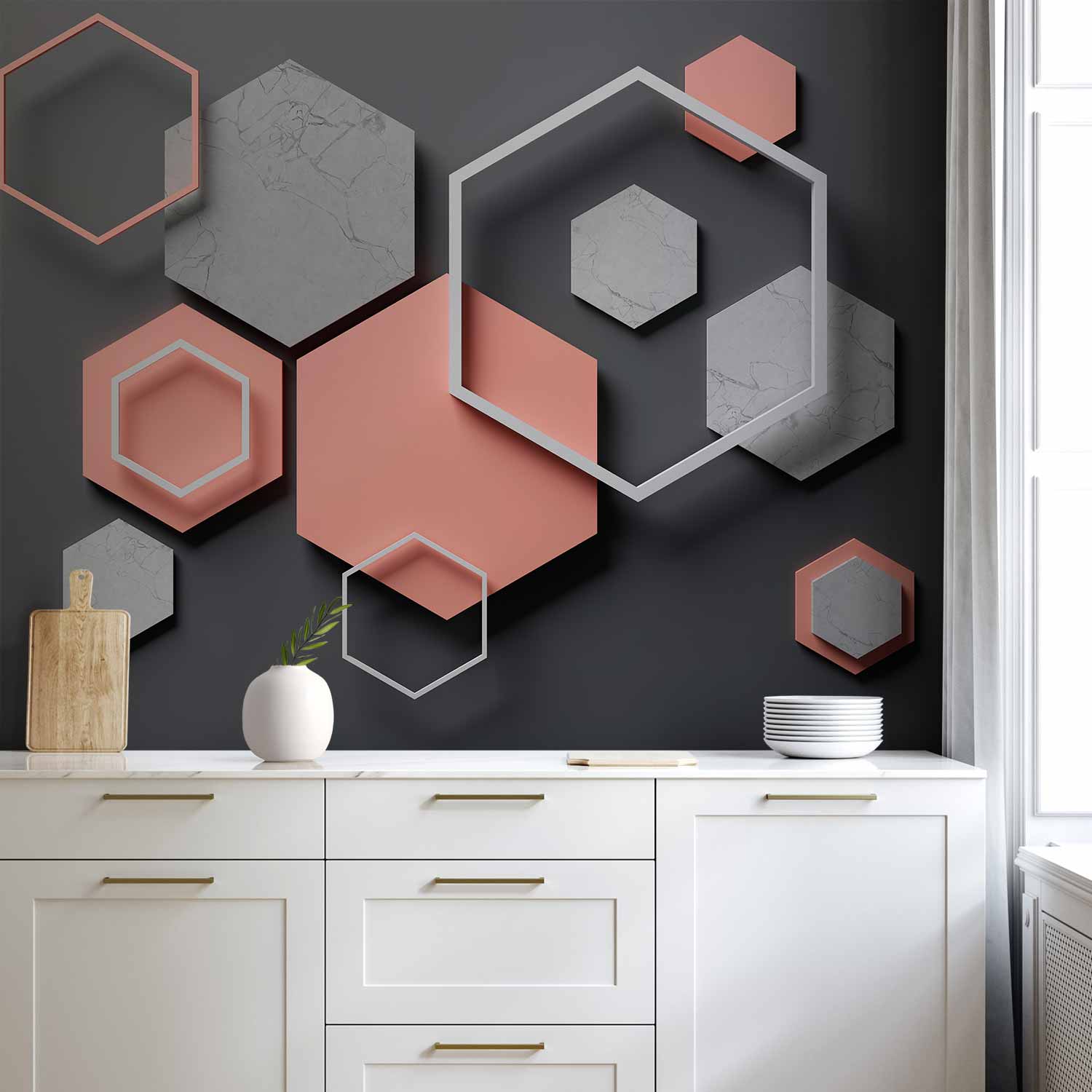Fototapete - Hexagon Plan