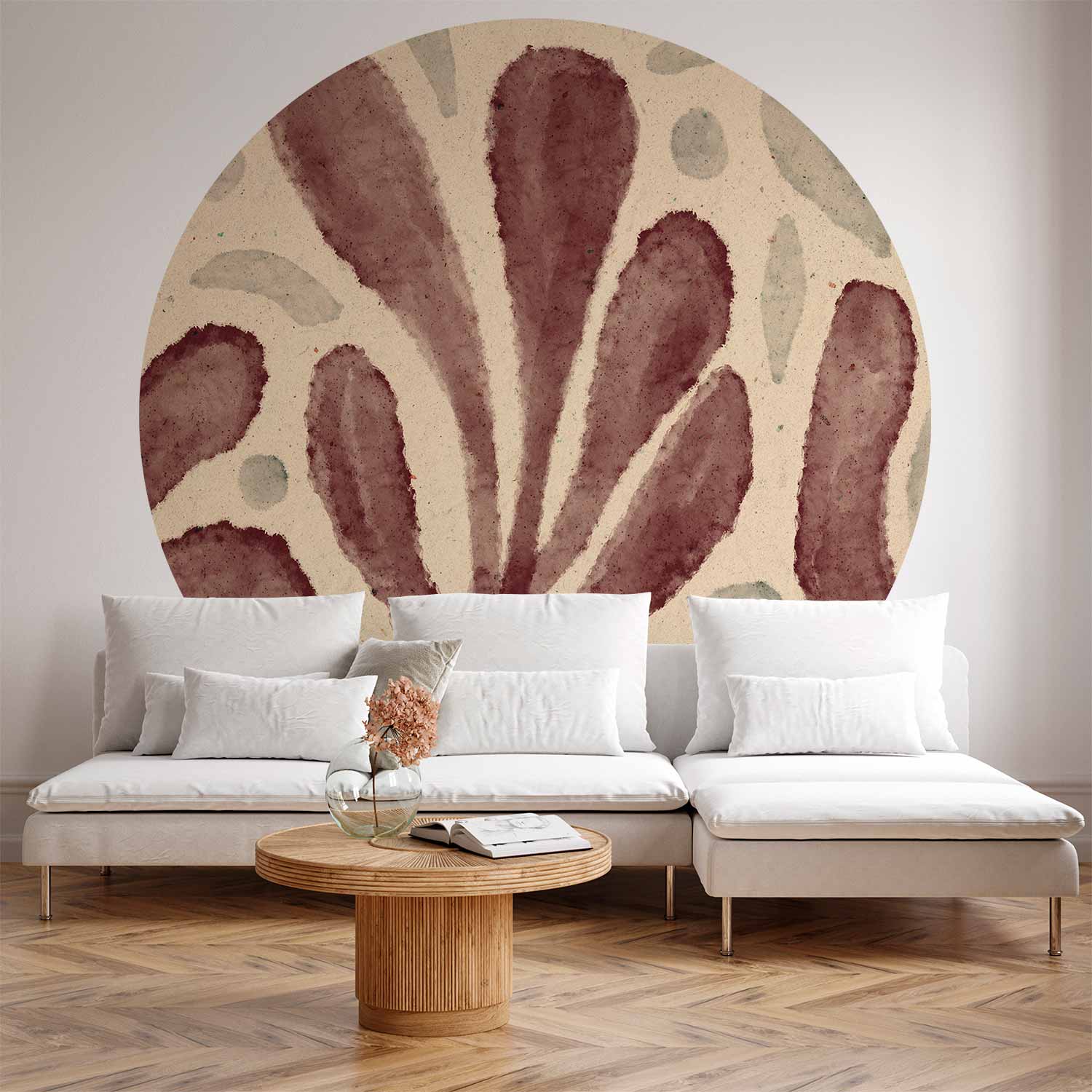 Runde Fototapete - Leaves and spots – large vibrant shapes inspired by Matisse