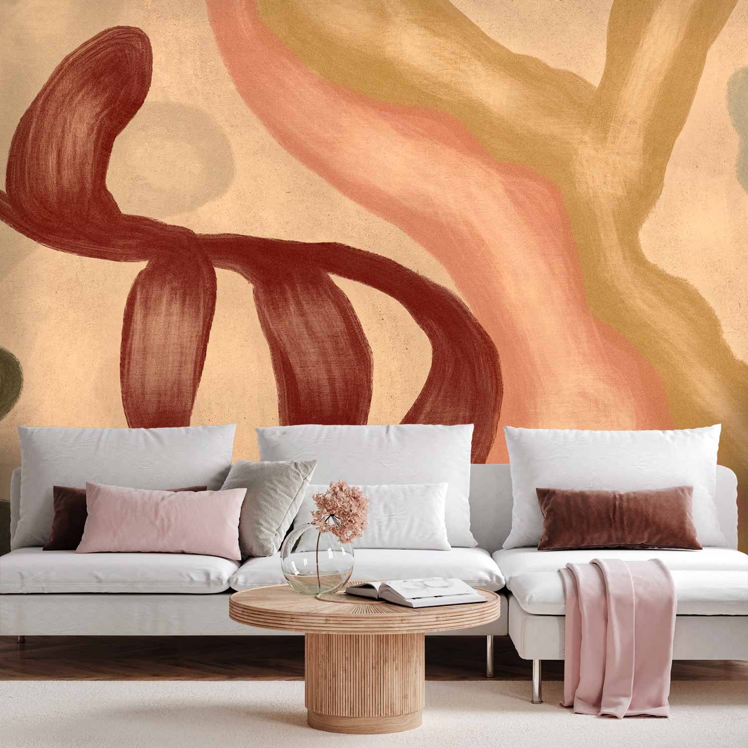 Fototapete - Colorful shapes – worn-out figures in lime wash technique