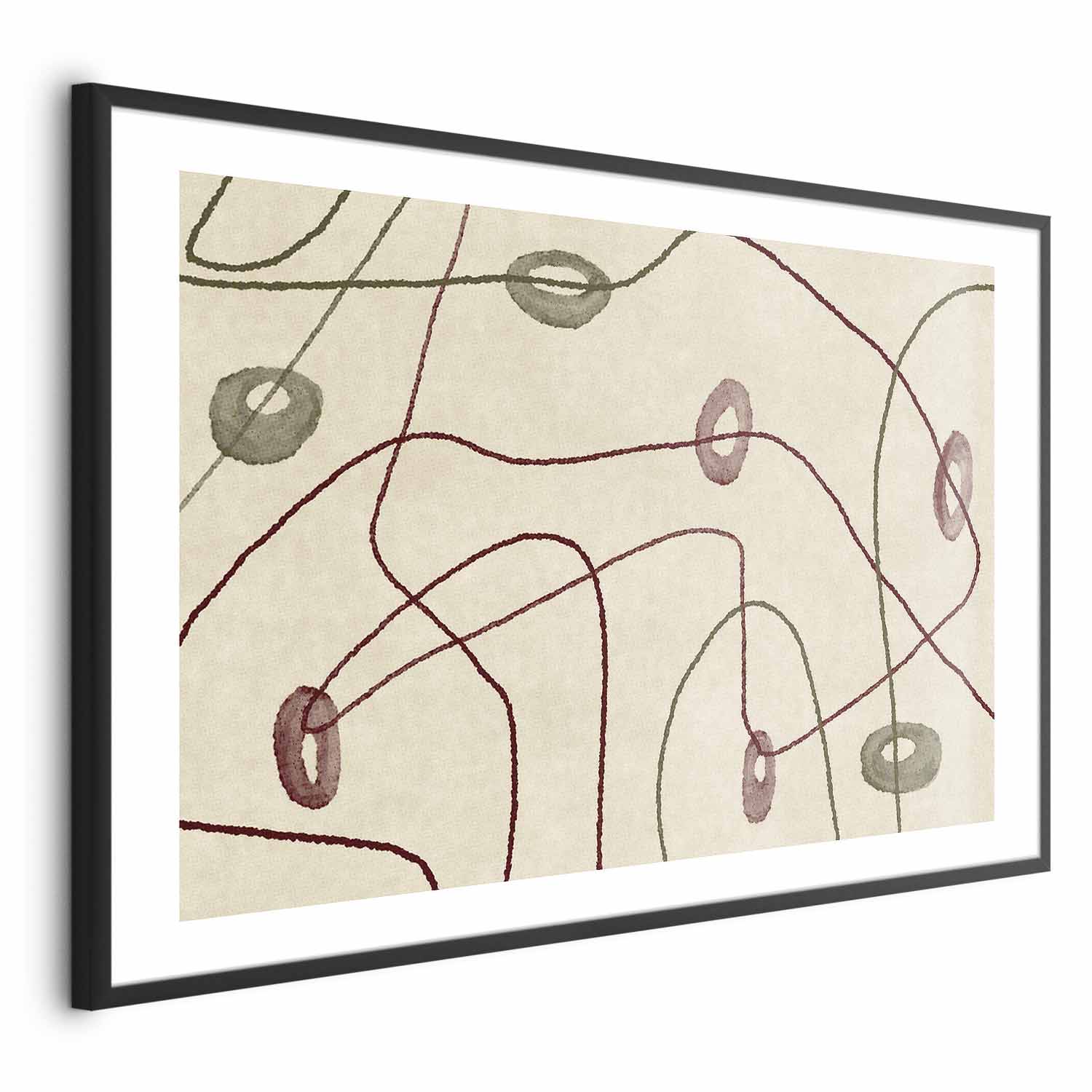 Poster - Lines and Shapes - a bead labyrinth on a pale, worn background