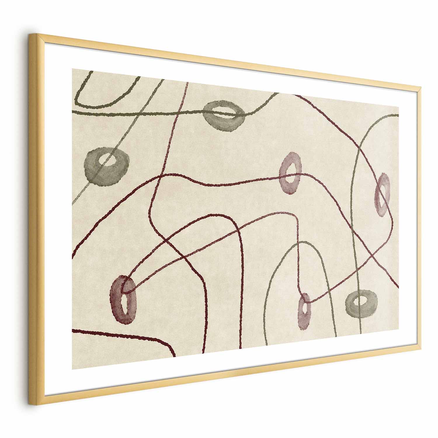 Poster - Lines and Shapes - a bead labyrinth on a pale, worn background