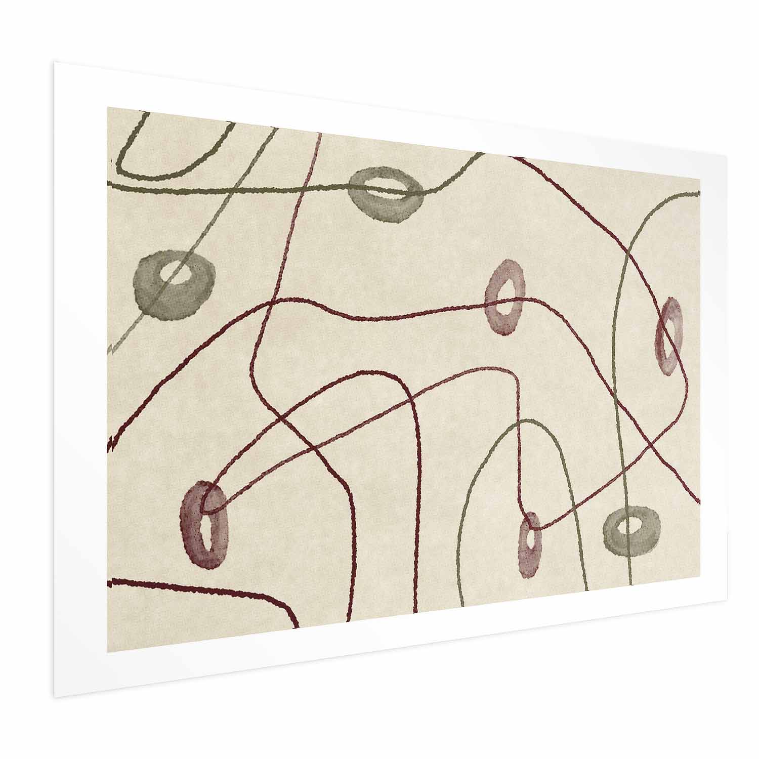 Poster - Lines and Shapes - a bead labyrinth on a pale, worn background