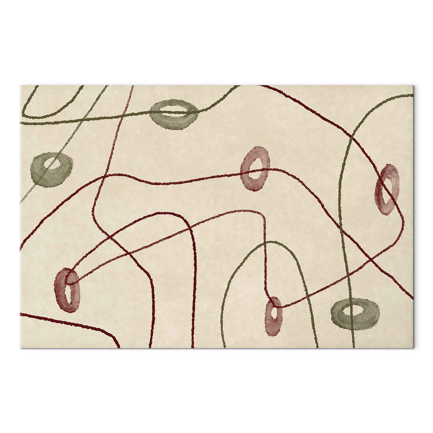 Leinwandbild - Lines and shapes – bead labyrinth on a pale washed background