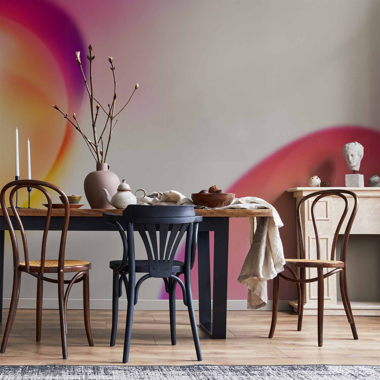 Fototapete - Abstraction - Shapes - Juicy Yellow and Violet-Pink