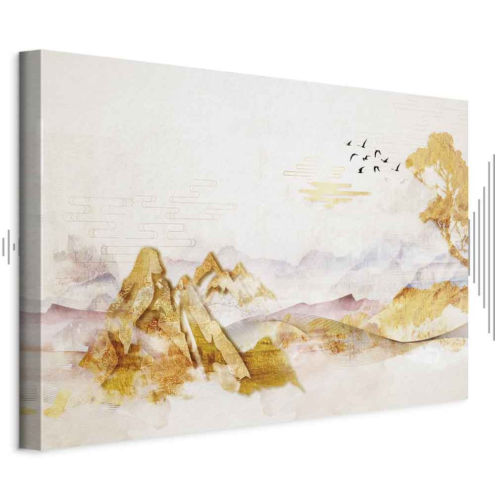 Leinwandbild - Golden Mountains (1 Part) Wide