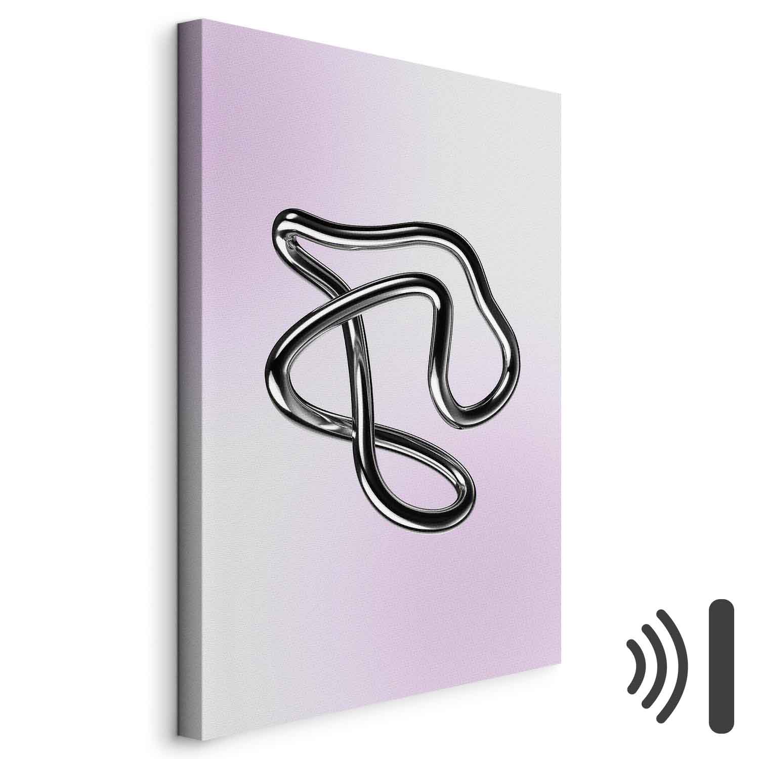 Leinwandbild - Silver Intricacies - Fluid Metallic Figure on a Gradient Background