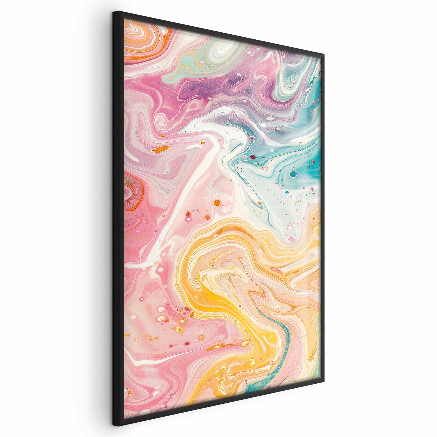 Poster - Colorful Chaos - dynamic shapes in shades of pink, yellow, and blue