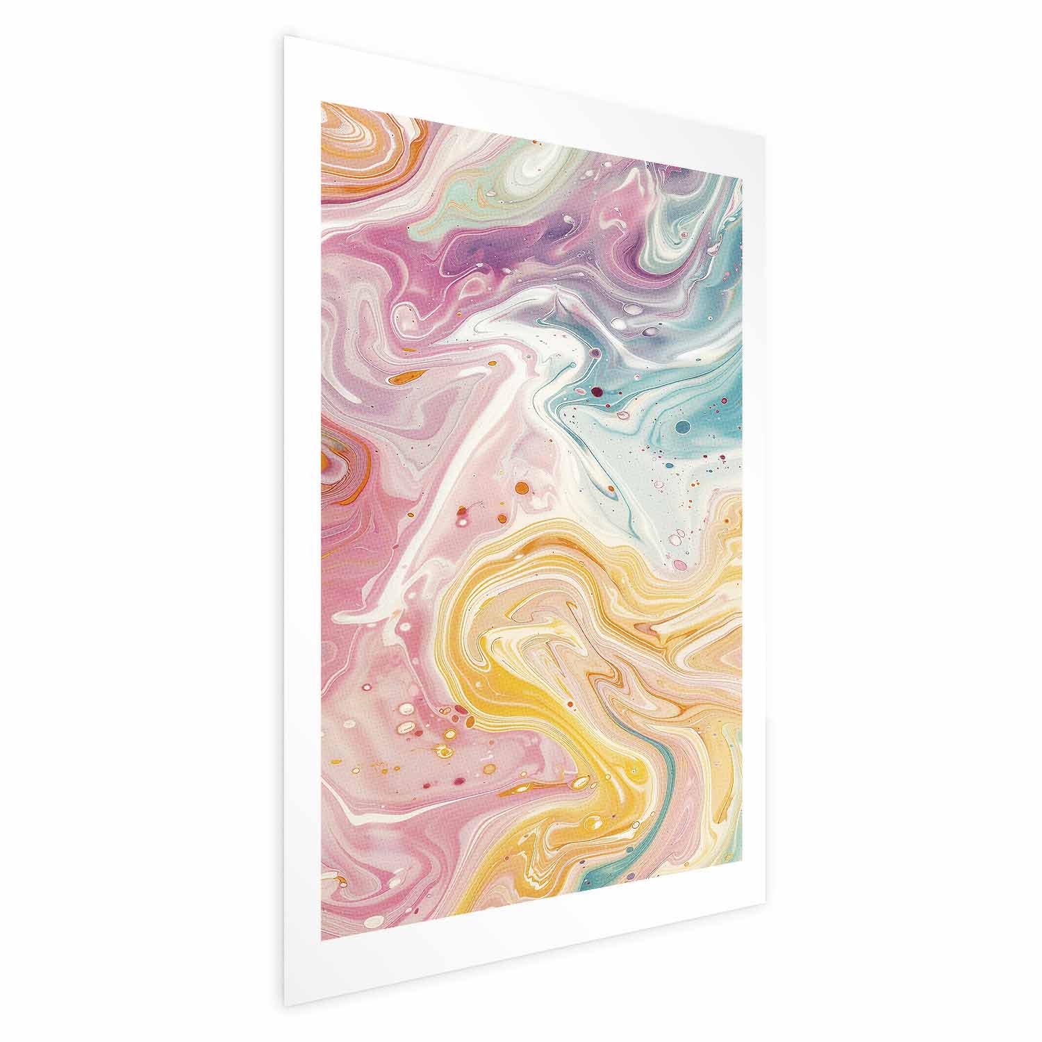 Poster - Colorful Chaos - dynamic shapes in shades of pink, yellow, and blue