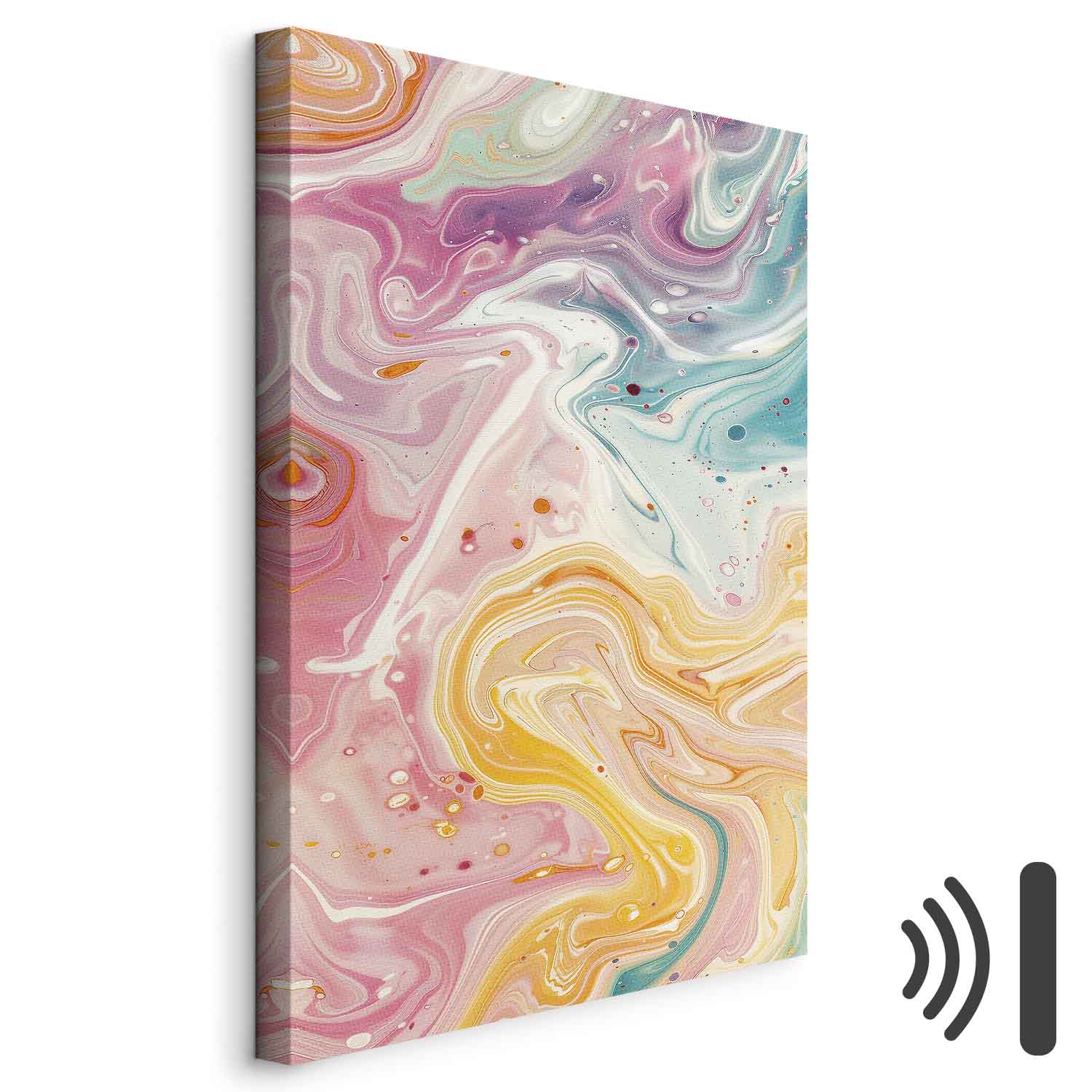 Leinwandbild - Colorful Chaos - Dynamic Shapes in Shades of Pink Yellow and Blue