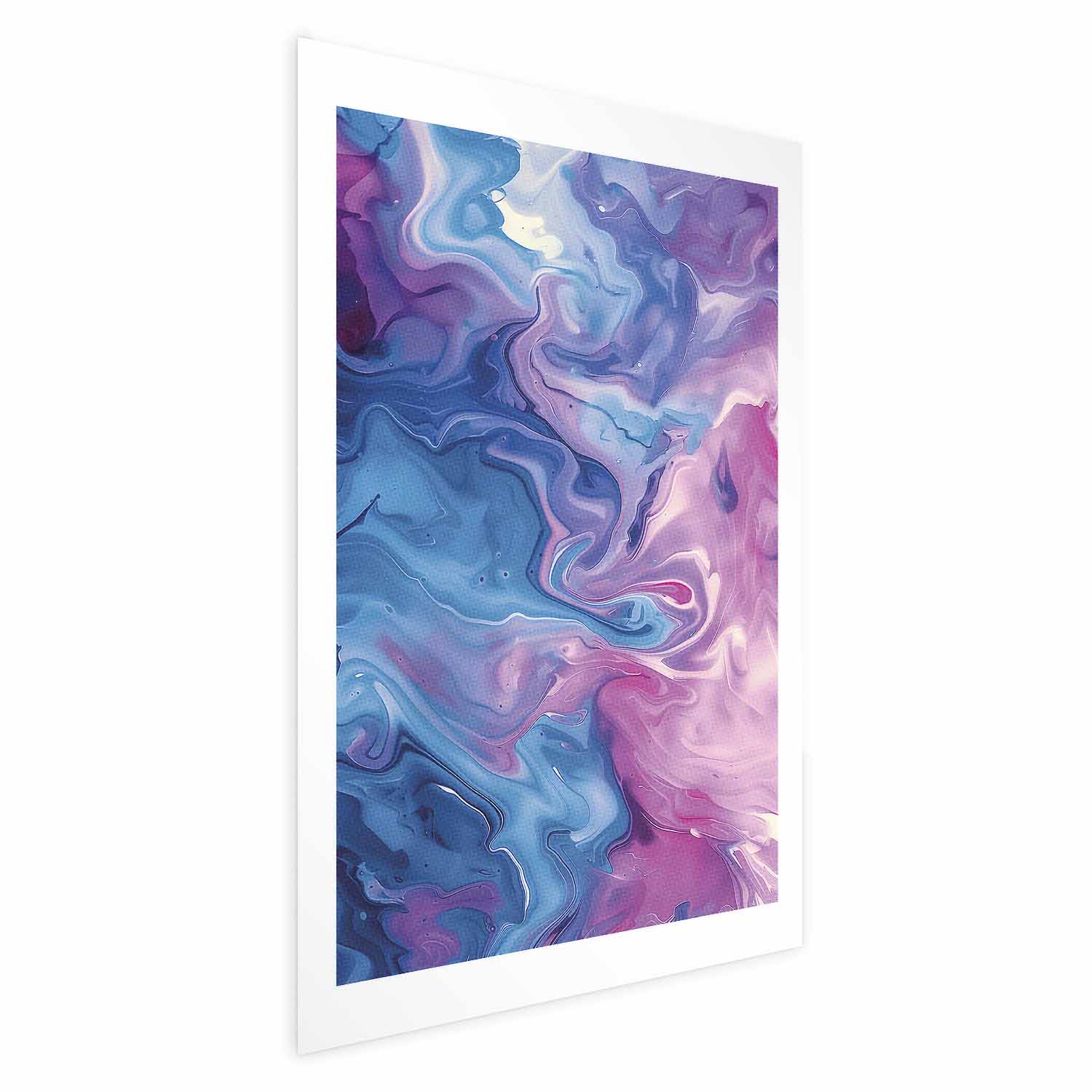 Poster - Night Flows - abstract waves in shades of blue and purple