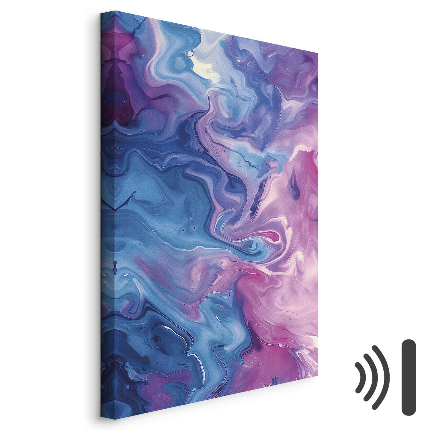 Leinwandbild - Night Flows - Abstract Waves in Shades of Blue and Violet