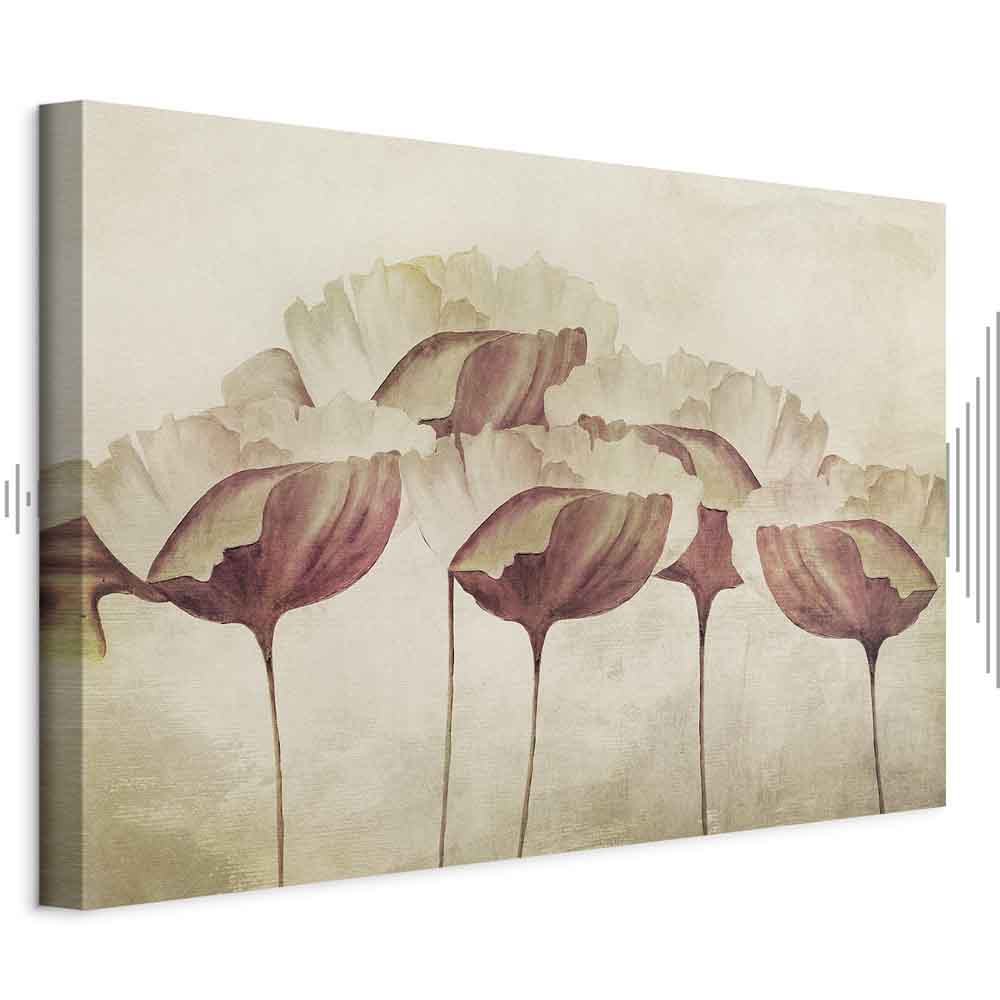 Leinwandbild - Flowers in Beige (1 Part) Wide