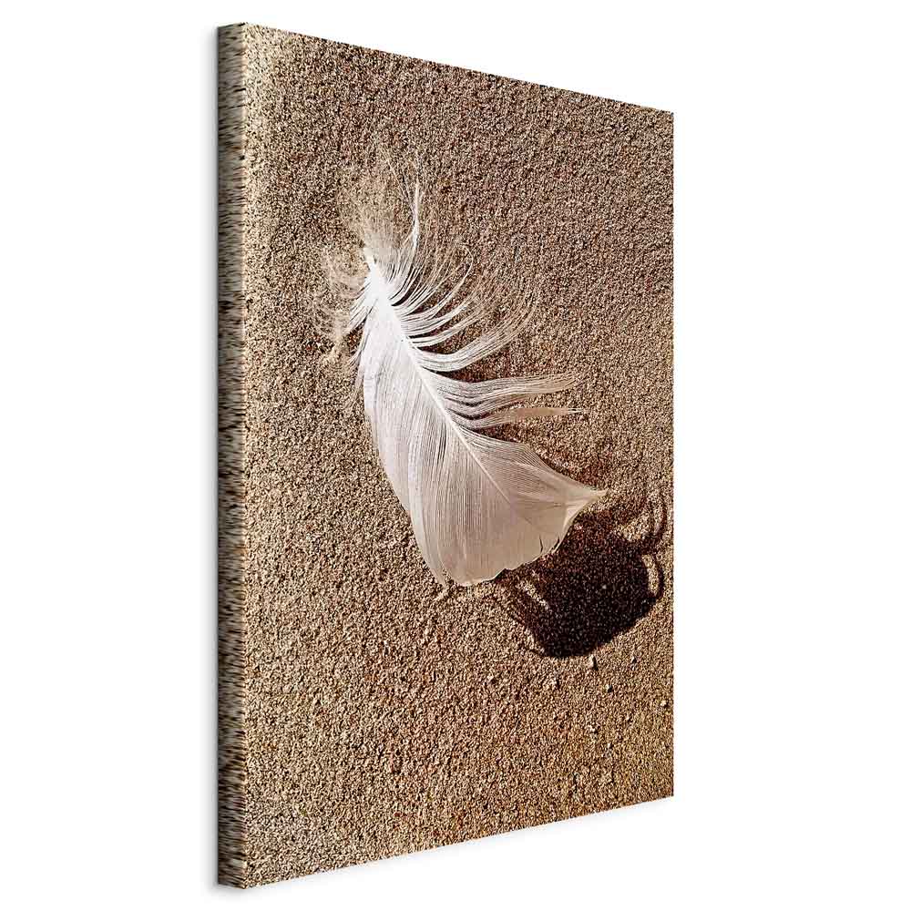 Leinwandbild - Feather on the Sand (1 Part) Vertical