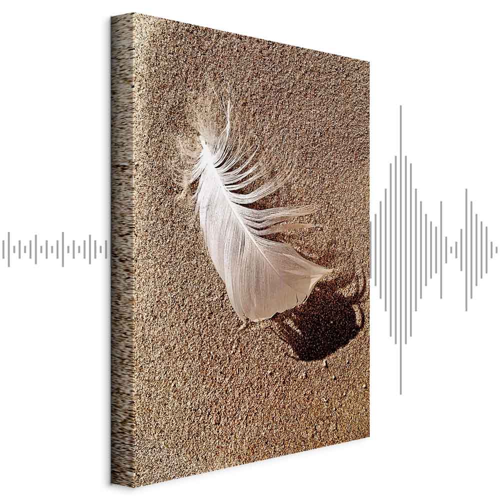 Leinwandbild - Feather on the Sand (1 Part) Vertical