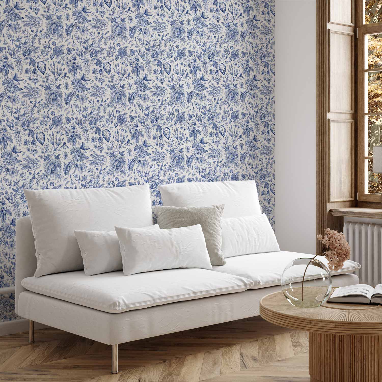 Tapete - Illustration with blue flowers
