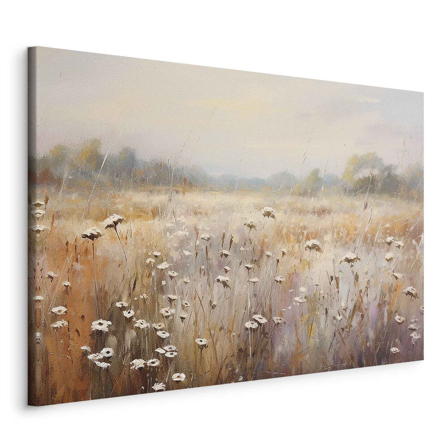 Wandbild XXL - Impressionist meadow – field landscape in a pastel colour palette