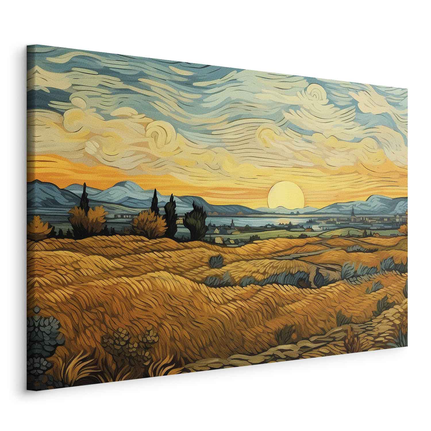 Wandbild XXL - Impressionistic fields - painted golden landscape with fields of grain