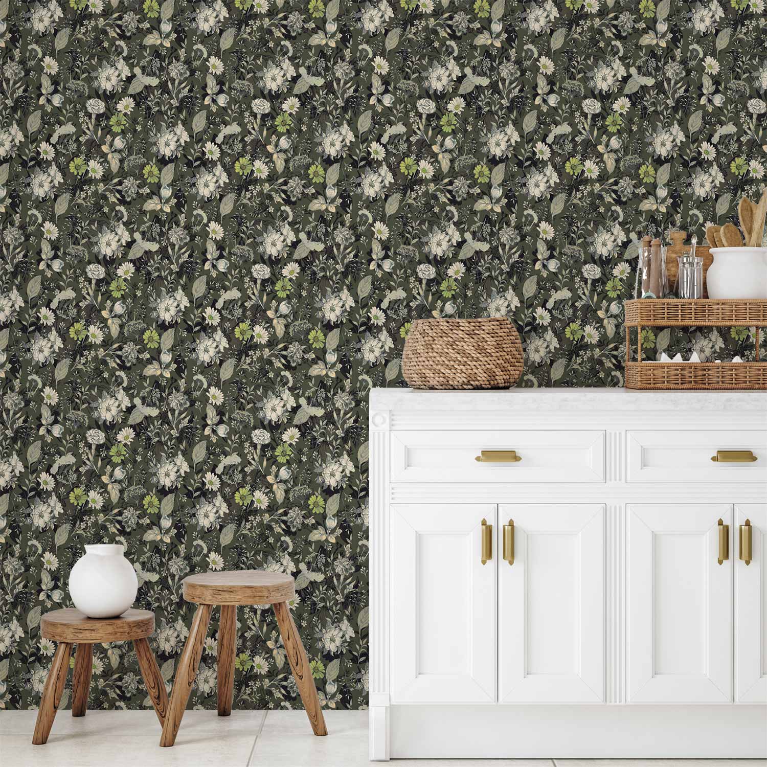 Tapete - Fragrant flowers and herbs - green