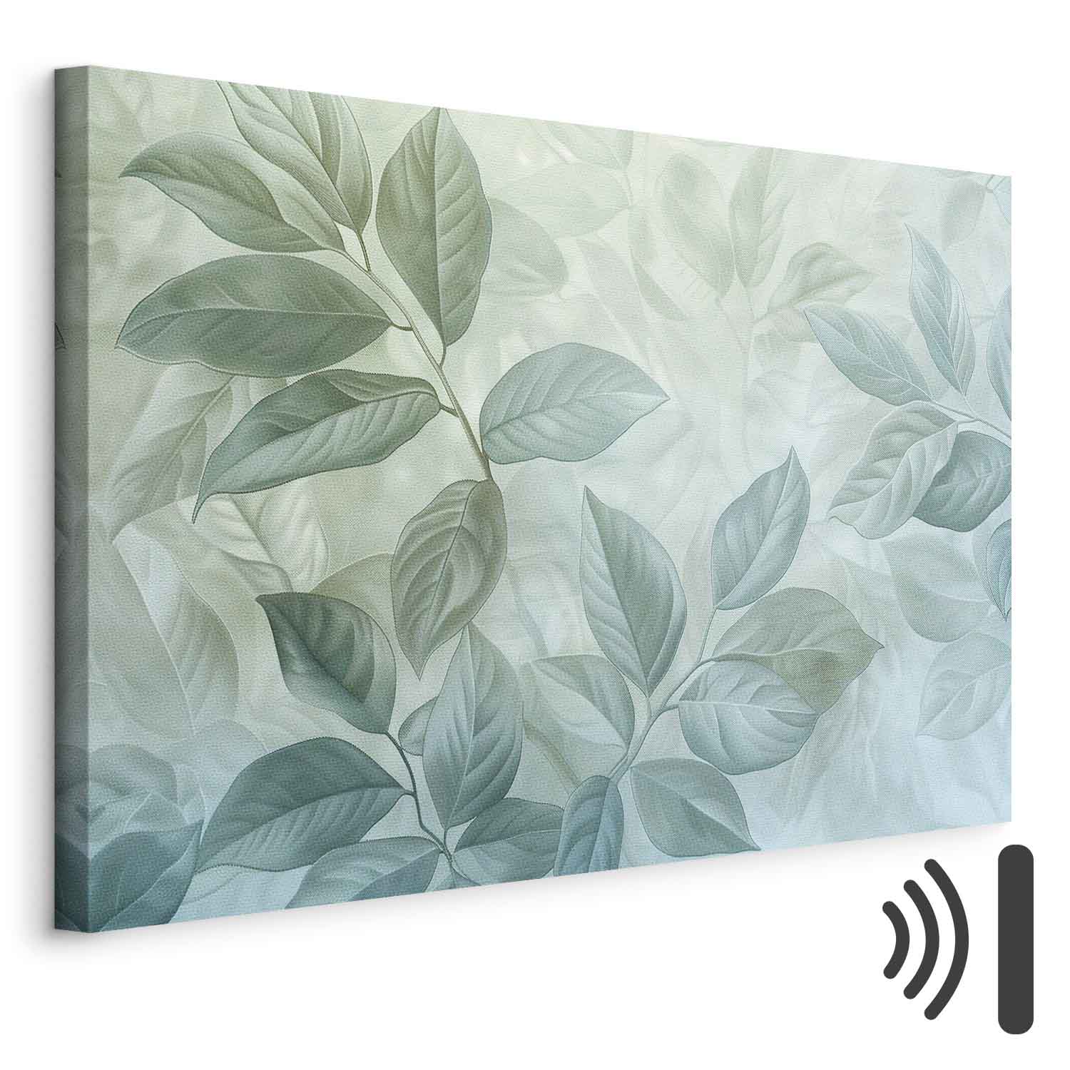 Leinwandbild - Large Leaves in Shades of Green-Mint: Botanical Motif