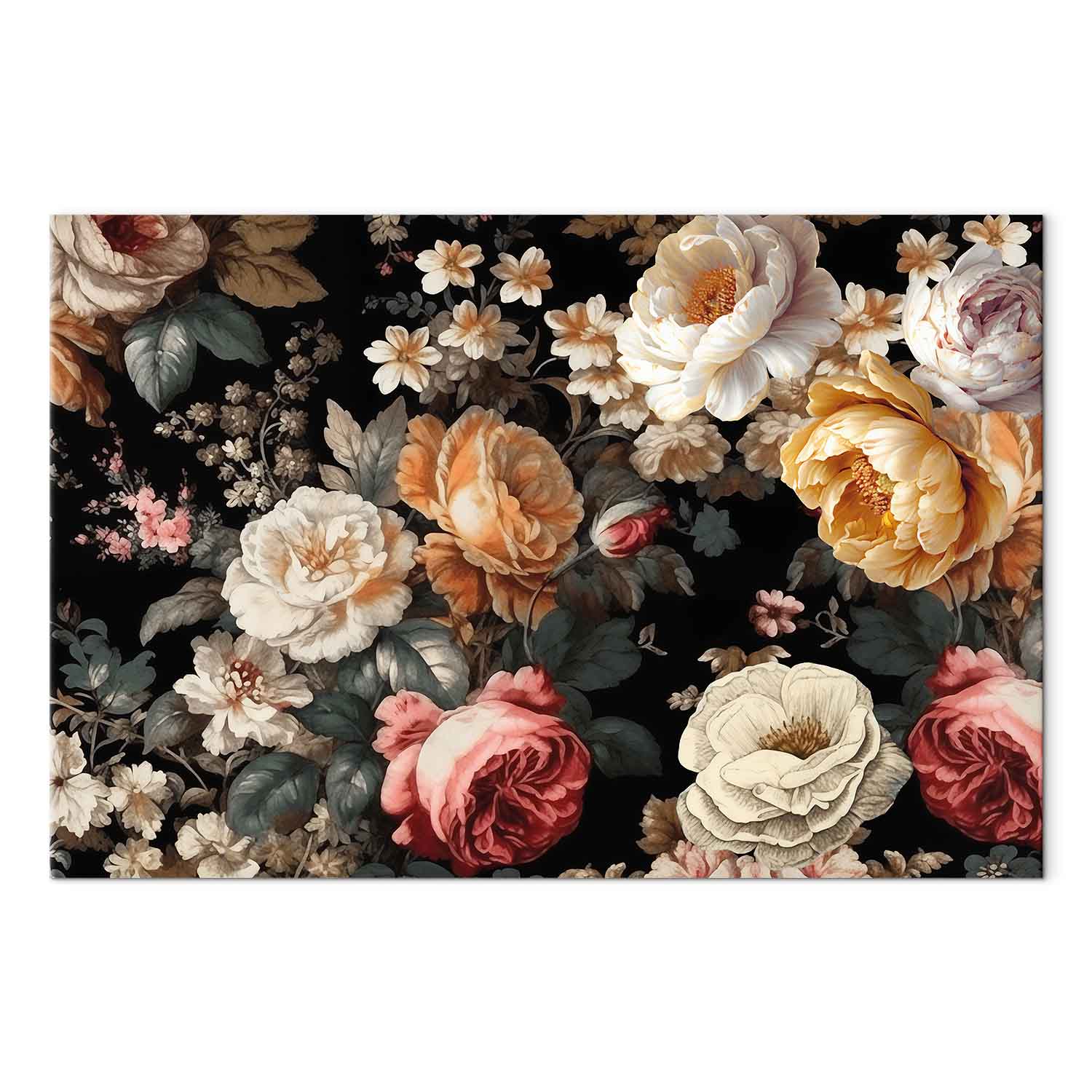 Leinwandbild - Colourful flowers on a black background