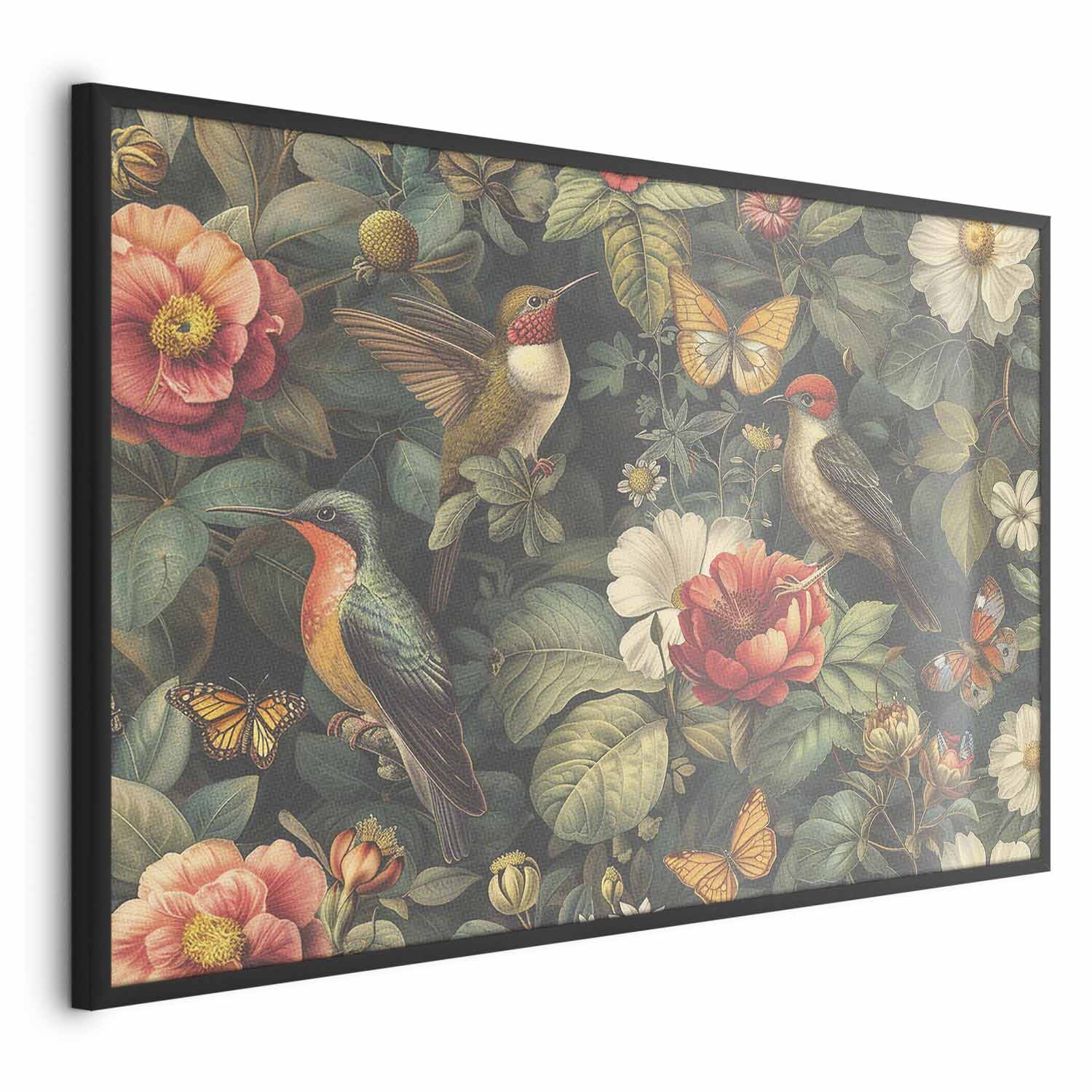 Poster - Flowers, Birds, and Butterflies - vintage-style illustration