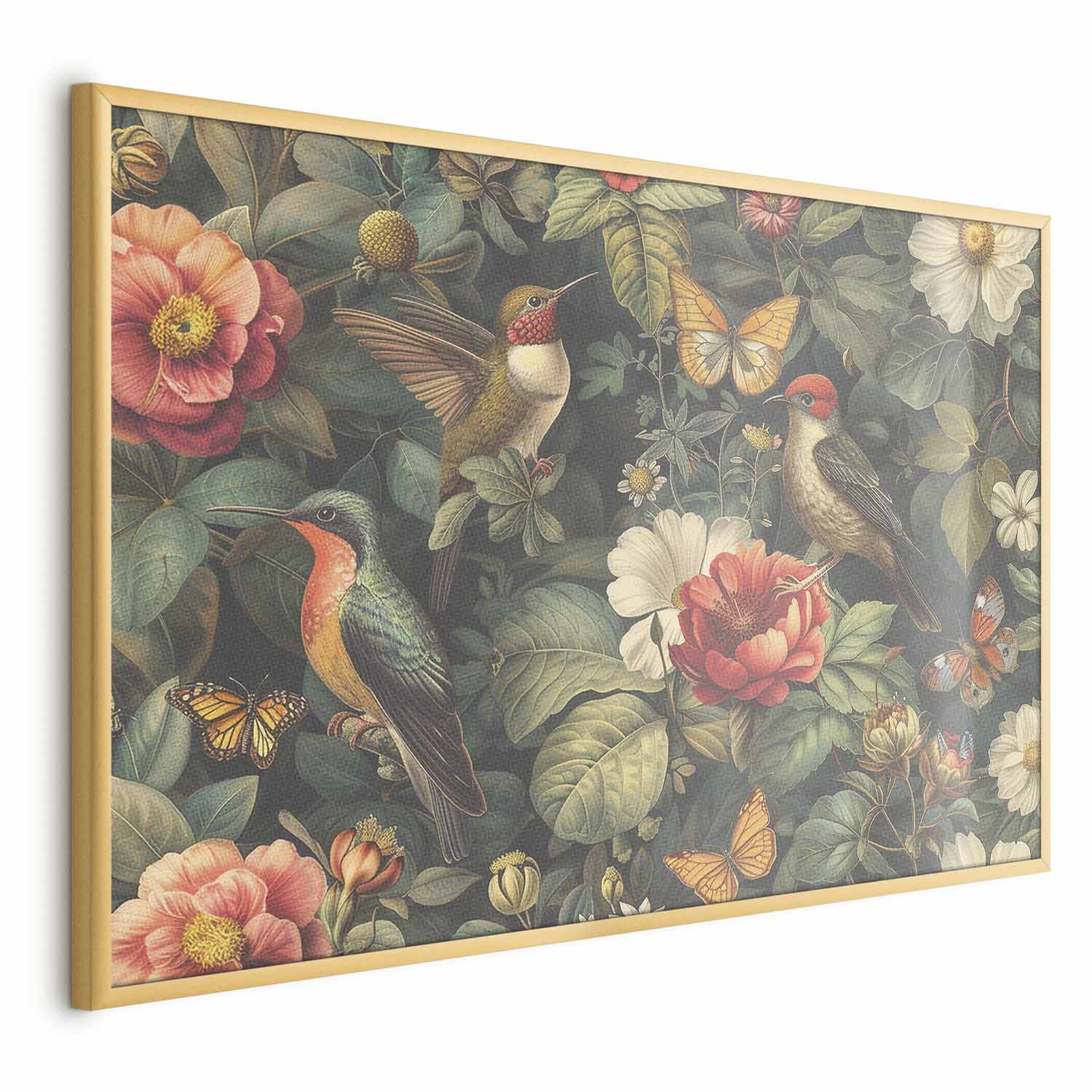 Poster - Flowers, Birds, and Butterflies - vintage-style illustration