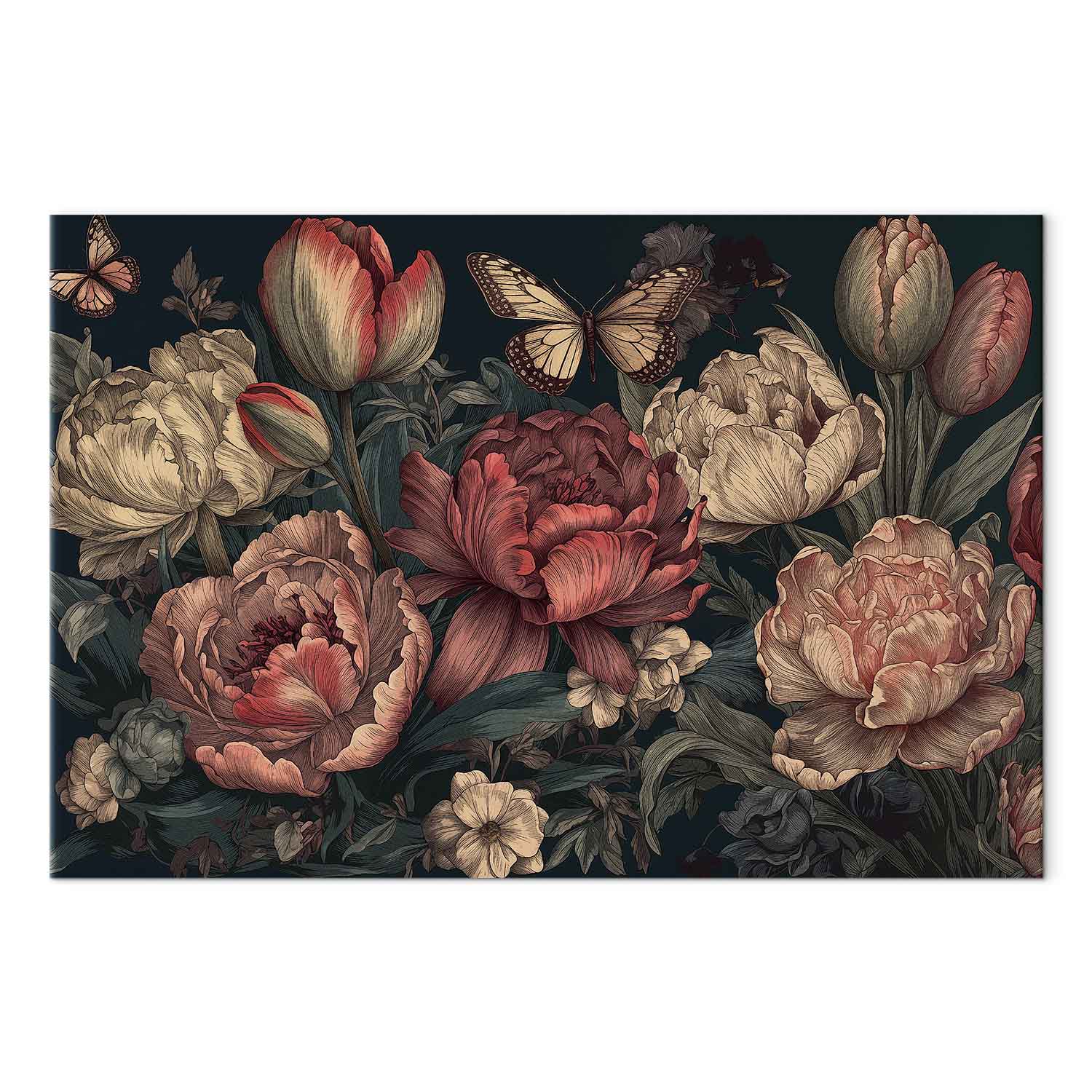 Leinwandbild - Flowers on a turquoise background