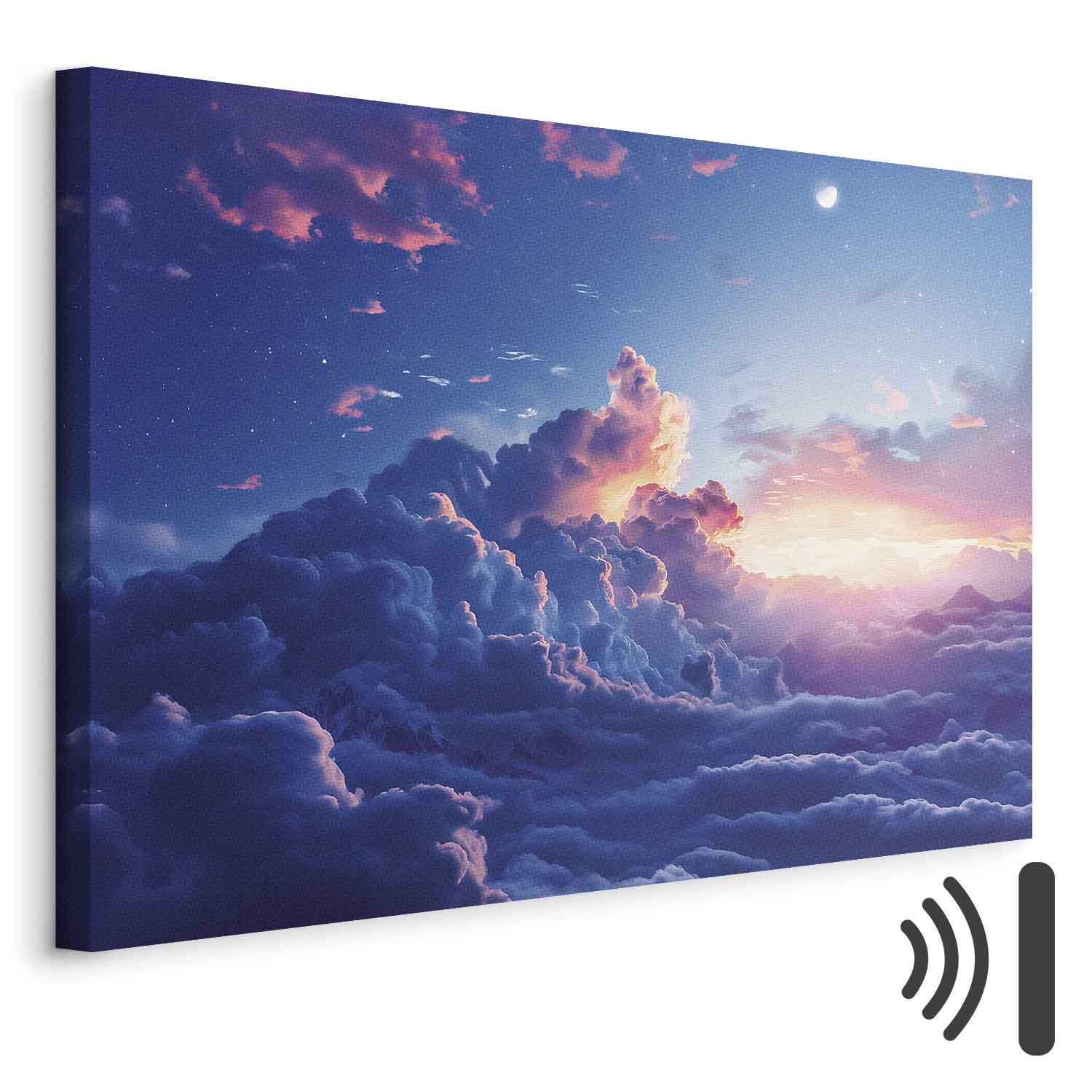 Leinwandbild - Night Concert in the Mountains: Clouds Illuminated by the Last Rays of the Sun