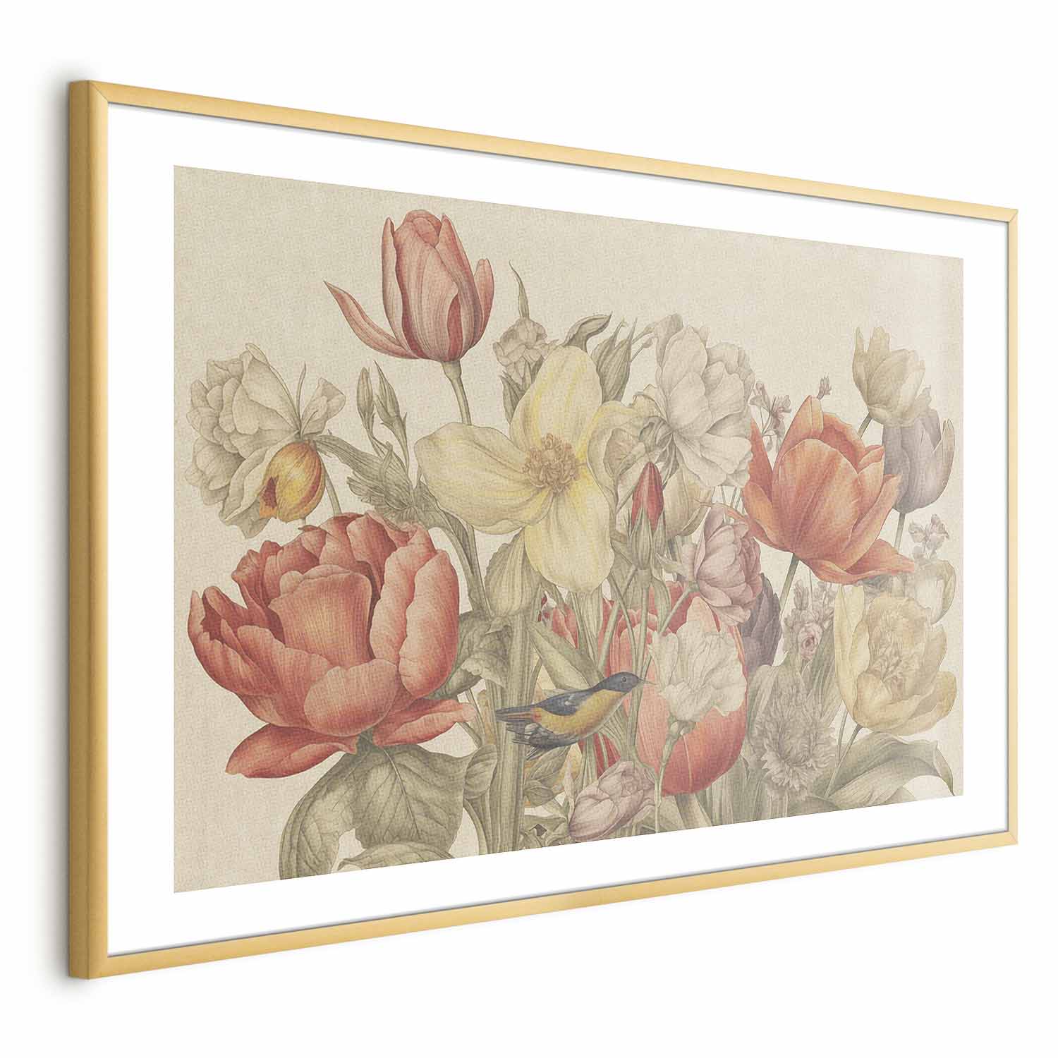 Poster - Flower Bouquet on a Cream Background