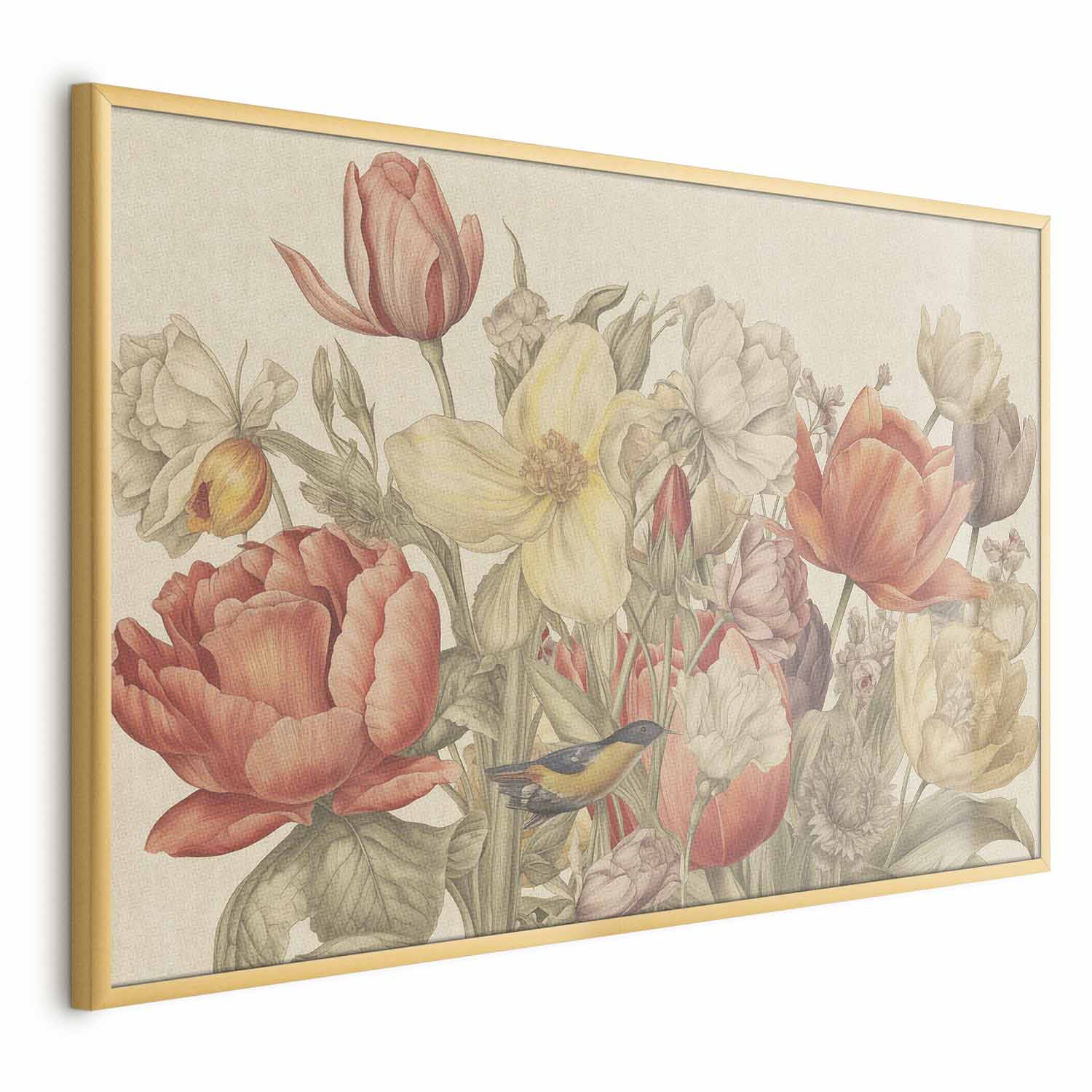 Poster - Flower Bouquet on a Cream Background