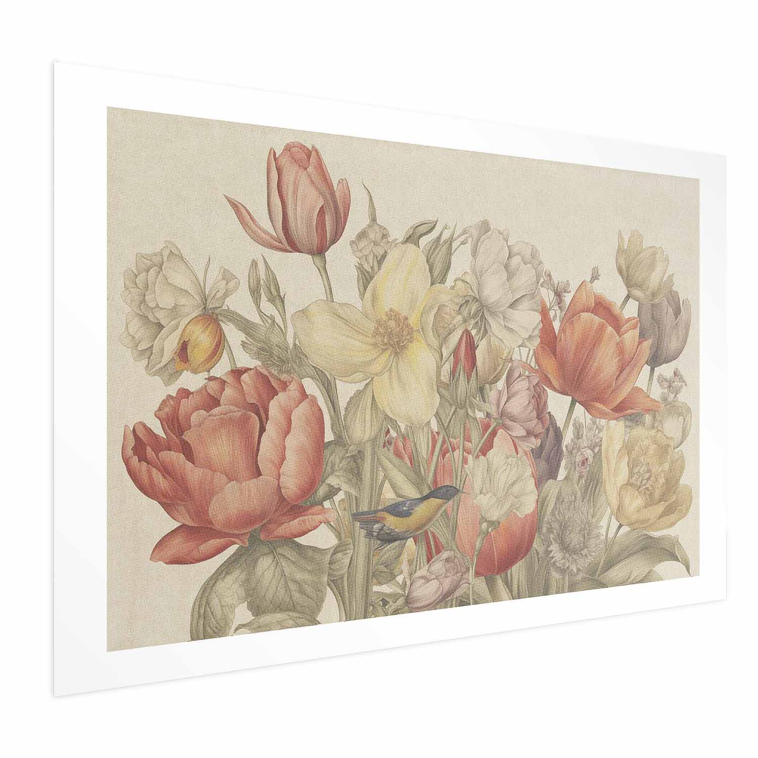 Poster - Flower Bouquet on a Cream Background