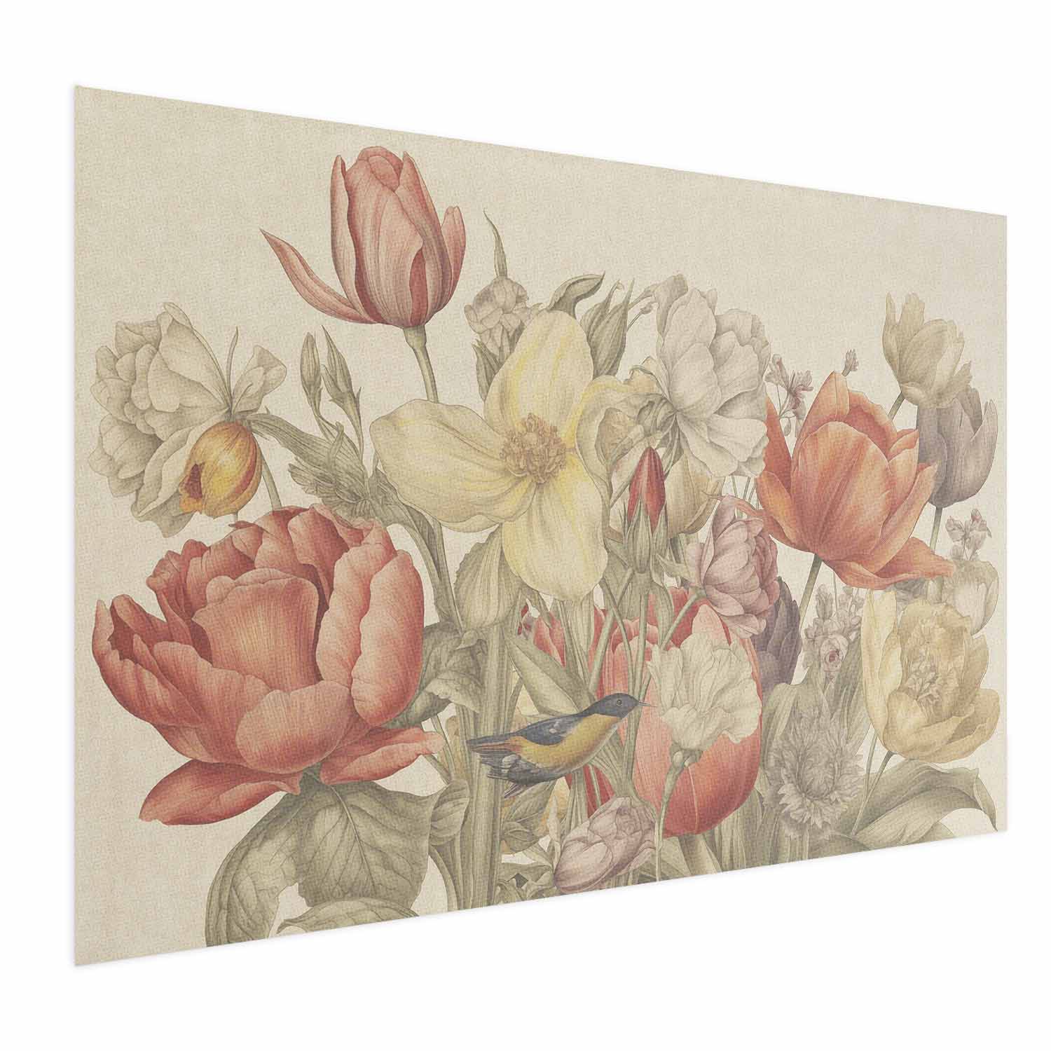 Poster - Flower Bouquet on a Cream Background