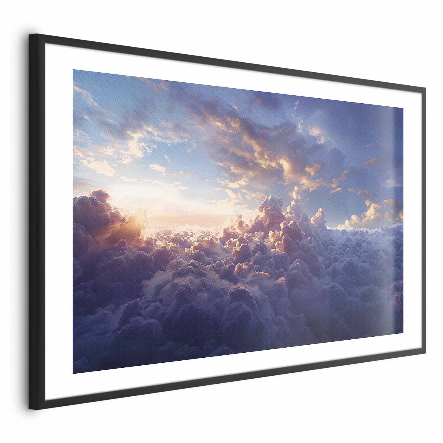 Poster - Sun in Hiding: The Golden Face of the Sky Over the Cloudy Sea