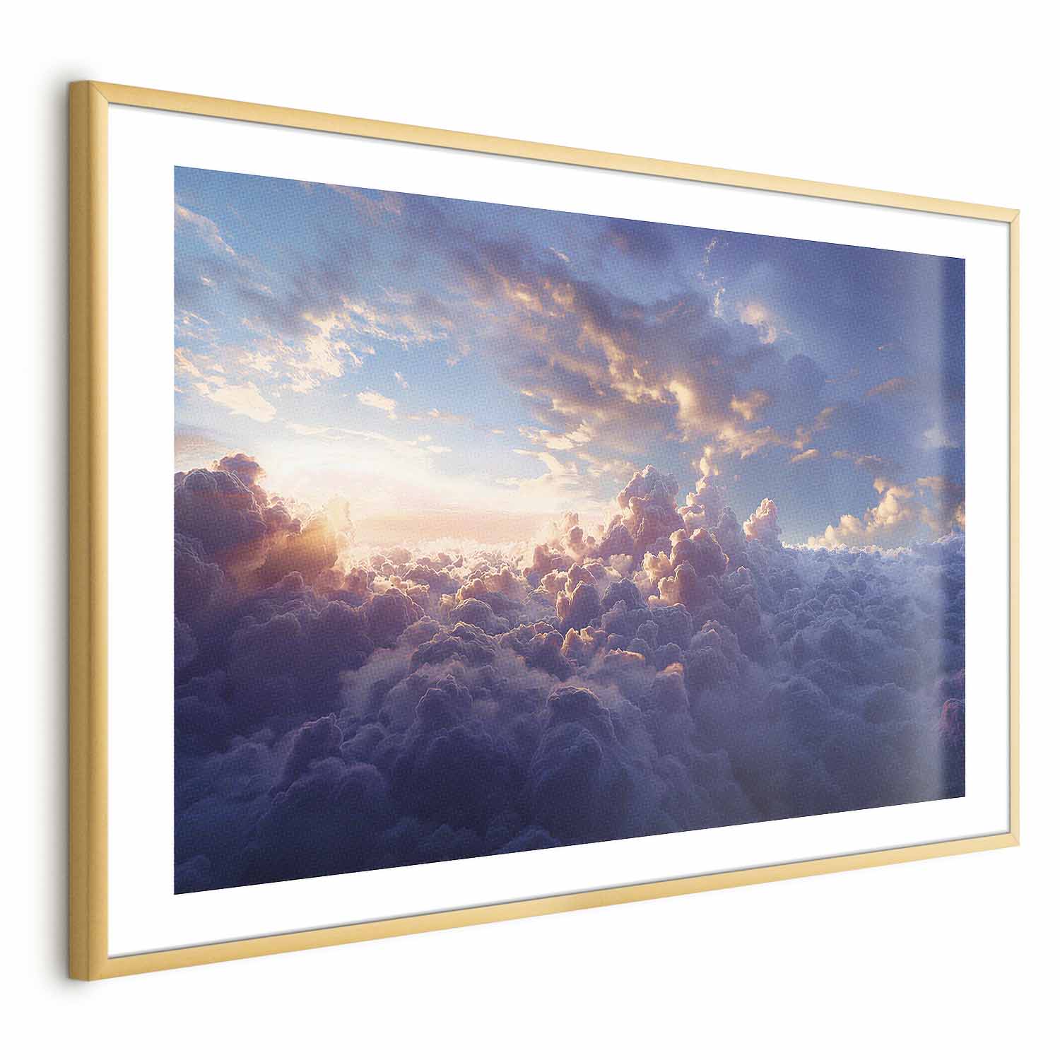 Poster - Sun in Hiding: The Golden Face of the Sky Over the Cloudy Sea