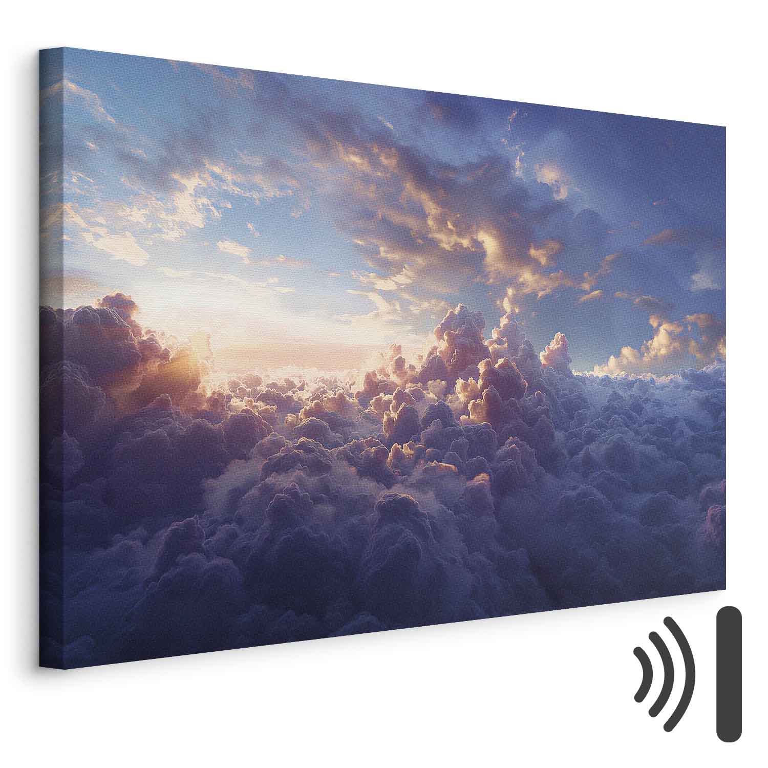 Leinwandbild - The Sun in Hiding: The Golden Face of the Sky Over a Cloudy Sea