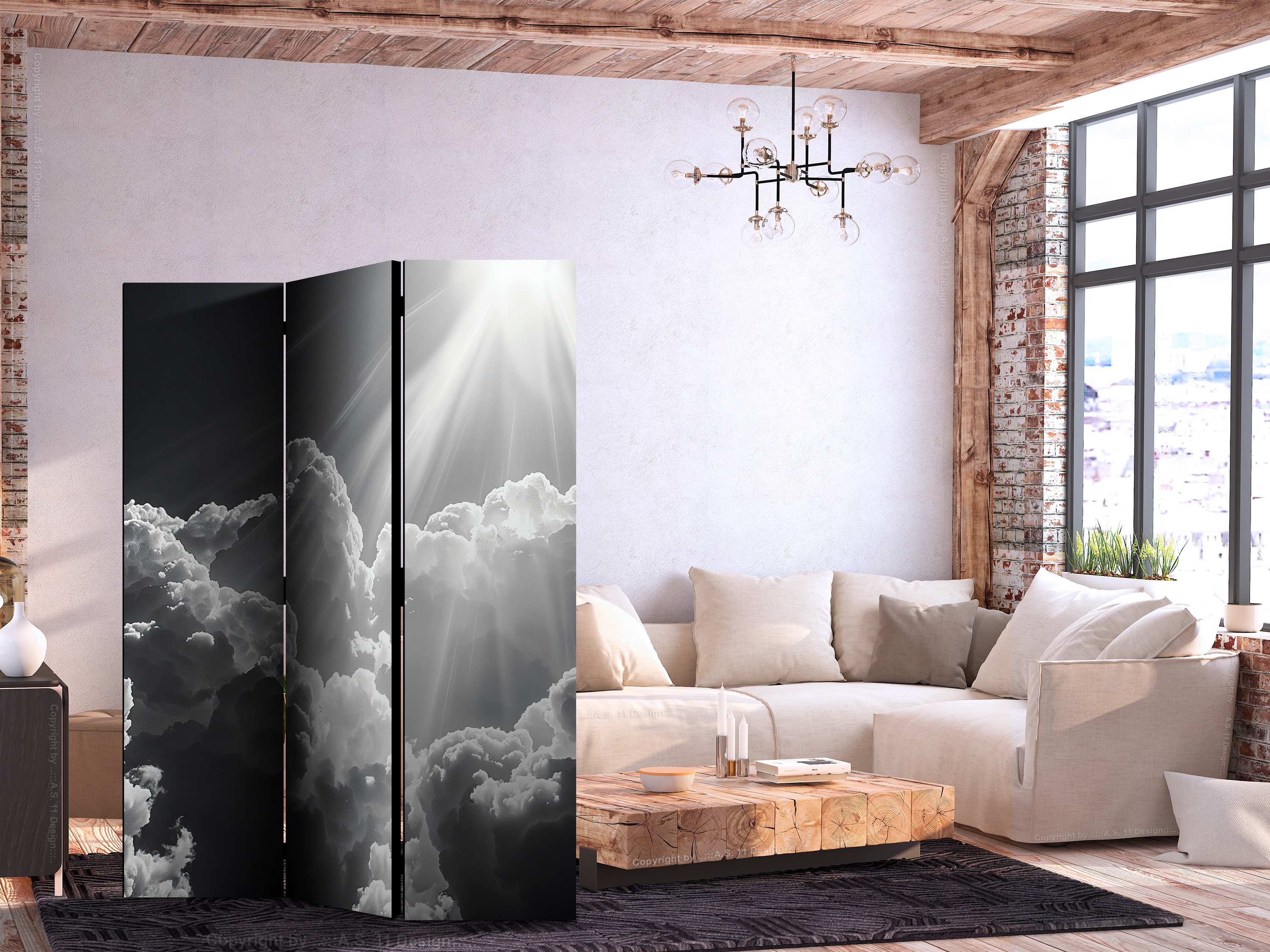Paravent - Hope in the Clouds: Inspiring Rays of the Sun – Awaken Emotions