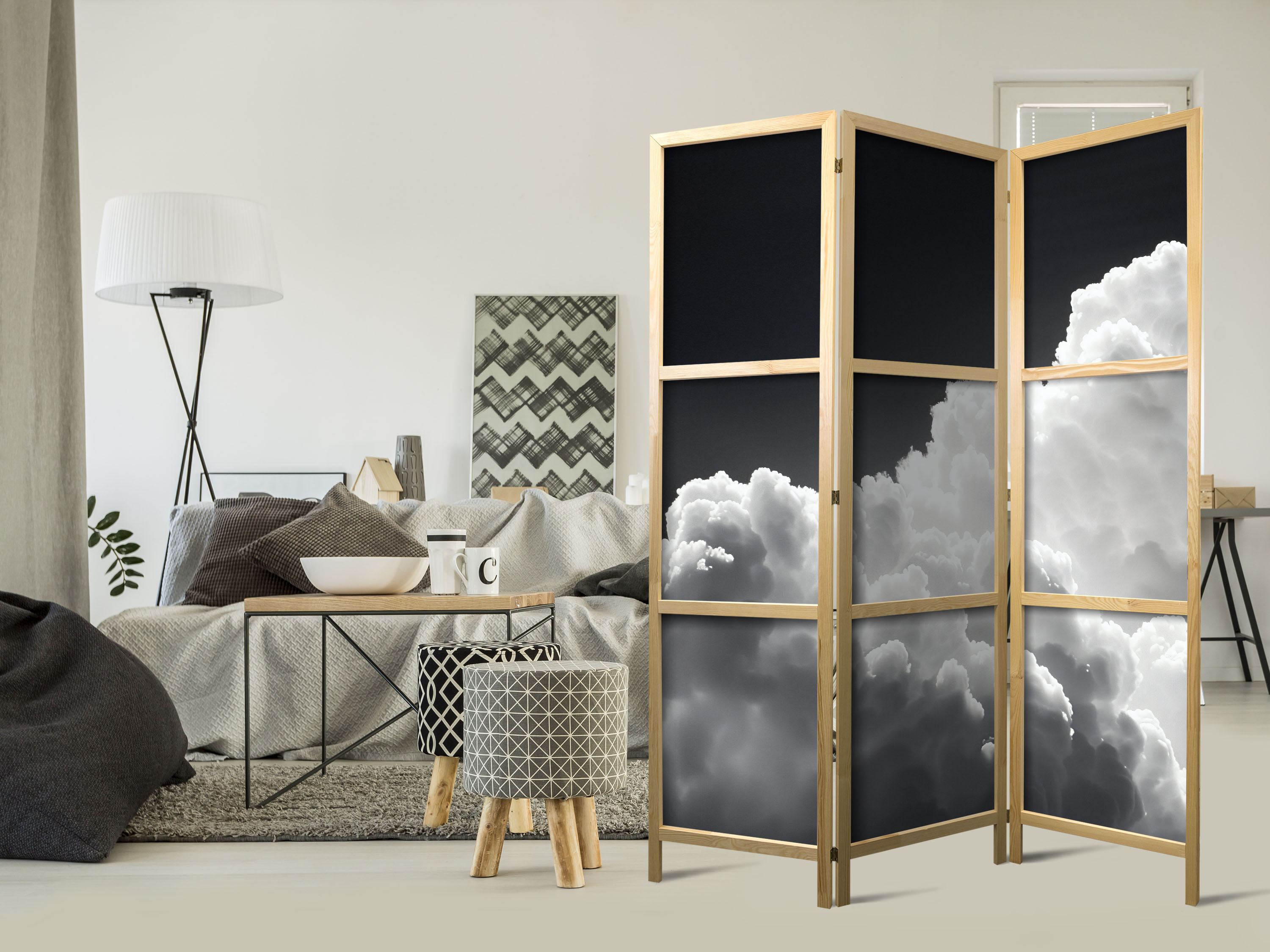 Japanischer Paravent - Discover the Infinite Play of Sunlight – Clouds and Shadows in the Sky.